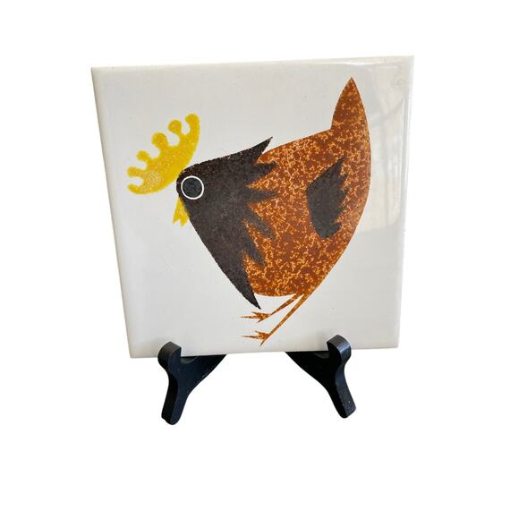 RARE Vintage Kenneth Townsend Rooster Tile 1960's - Picture 1 of 2